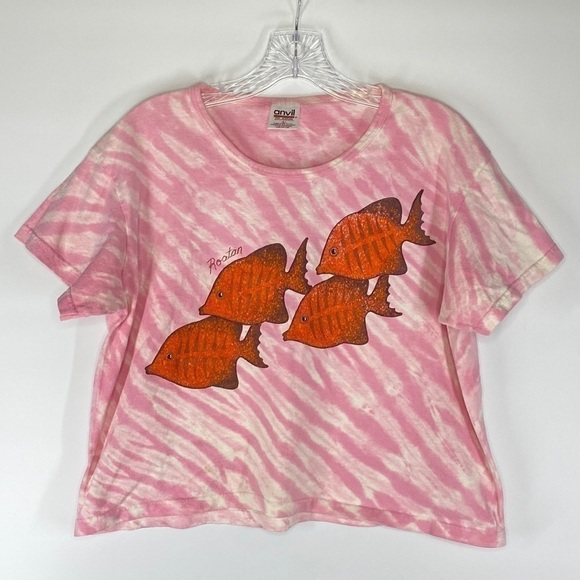 Vintage Anvil Roatan, Honduras Orange Fish Tshirt Size Large - Picture 1 of 6